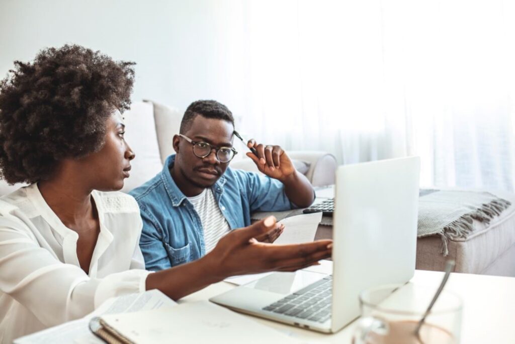 couple reviewing bills