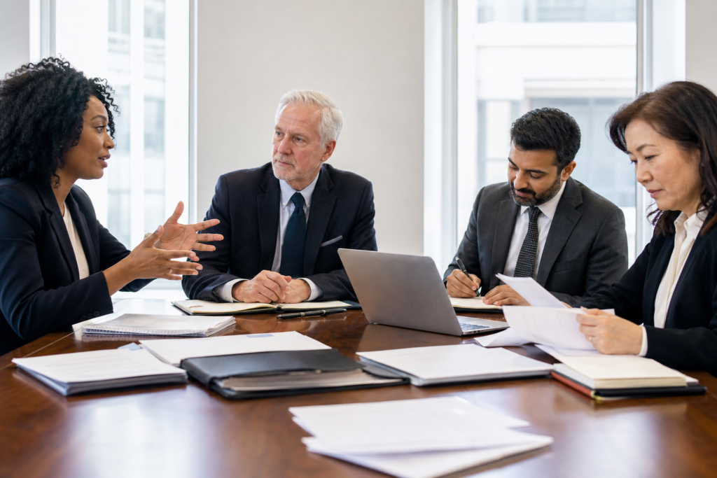 creditors around a meeting table