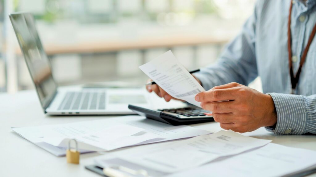 reviewing financial documents